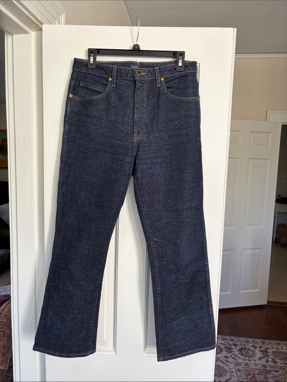 Khaite Vivian High-Rise Straight Leg Jeans in Dark Blue Waist 30 Like New
